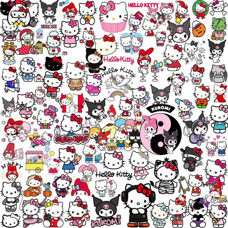 Kawaii Kitty S4nrio Svg Layered Bundle Sticker Cartoon Image Files Digital Prints Hello Svg Kitty Svg Cricut Svg SVG image 1