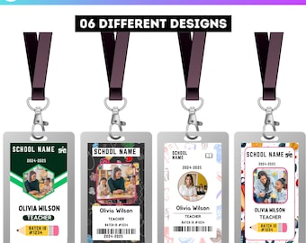 Modelo de crachá de identificação de professor editável no Canva, modelo de crachá personalizável, crachá de identificação com nome para professores, para escolas e ensino domiciliar.