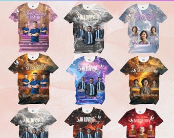 Diseño editable de camiseta en Canva "En memoria de un ser querido", paquete de camisetas conmemorativas, camiseta "Descansa en paz", camisetas para funerales, perfecto para sublimación.