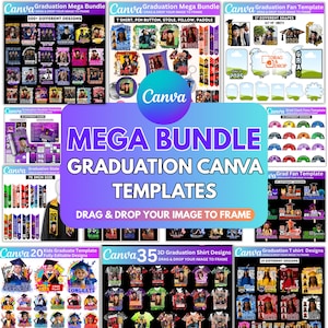 Graduation shirt template Mega Bundle, Graduation Editable Design, Yearbook Ad Template, Graduation Newspaper, Graduation Stole 2026
