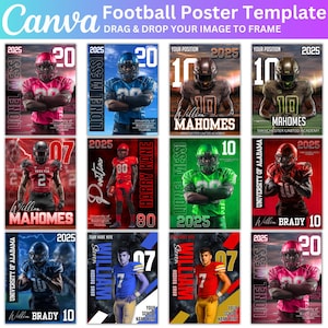10 Football Poster Canva Editable Template, Football Senior Night Banners, Senior Sports Background & Digital Backdrop, Digital Download
