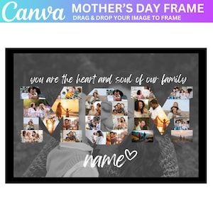 Collage de fotos de mamá, plantilla de marco de Canva de mamá, regalo del día de la madre, marco de fotos de mamá, arrastrar y soltar, mejor mamá del mundo, editar en Canva, Pdf