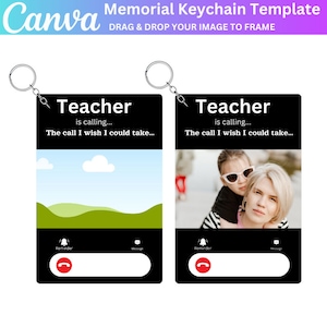 Plantilla editable de Canva de llavero conmemorativo, llavero de foto personalizado, llavero en memoria amorosa, regalo de condolencia, regalo conmemorativo