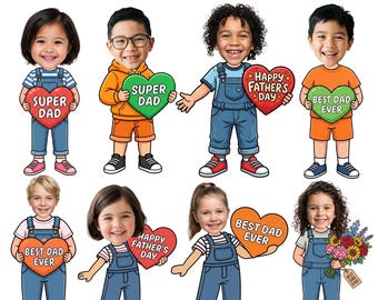 10 actividades imprimibles para el Día del Padre: Añade una cara, manualidades divertidas para niños, regalo para preescolares, manualidades imprimibles y decoración para tablón de anuncios.