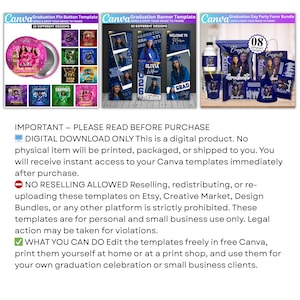 Abschluss Mega Bundle Canva Templates, Class of 2026 Grad Kit, Bootleg Shirts, Fan Paddles, Zeitung, Stola, Banner, Partygeschenke, Dekor Bild 15
