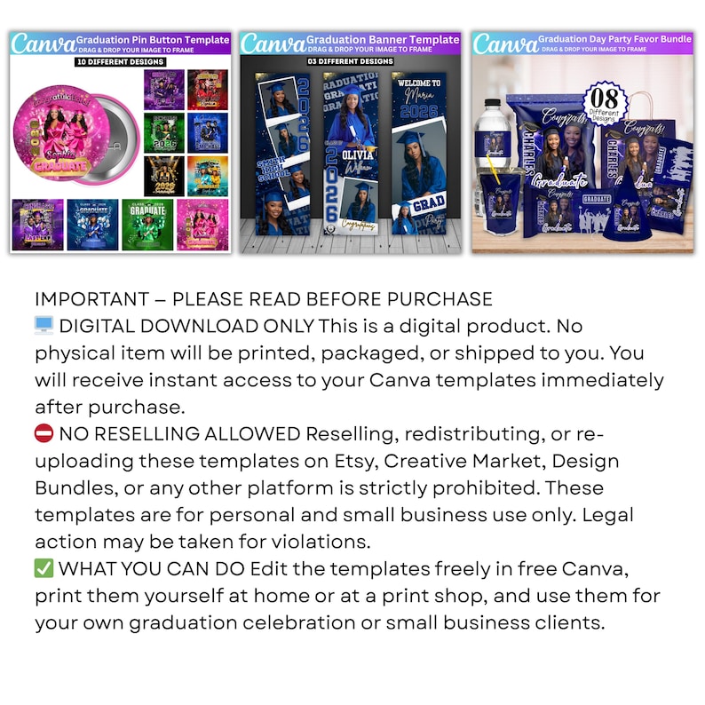 Abschluss Mega Bundle Canva Templates, Class of 2026 Grad Kit, Bootleg Shirts, Fan Paddles, Zeitung, Stola, Banner, Partygeschenke, Dekor Bild 15