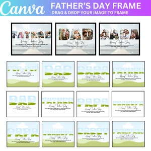 16 Daddy Canva Editable Frame Template, Papa Photo Frame, Daddy Photo Print, Editable Papa Photo Collage, Fathers Day Gift, Grandpa Present
