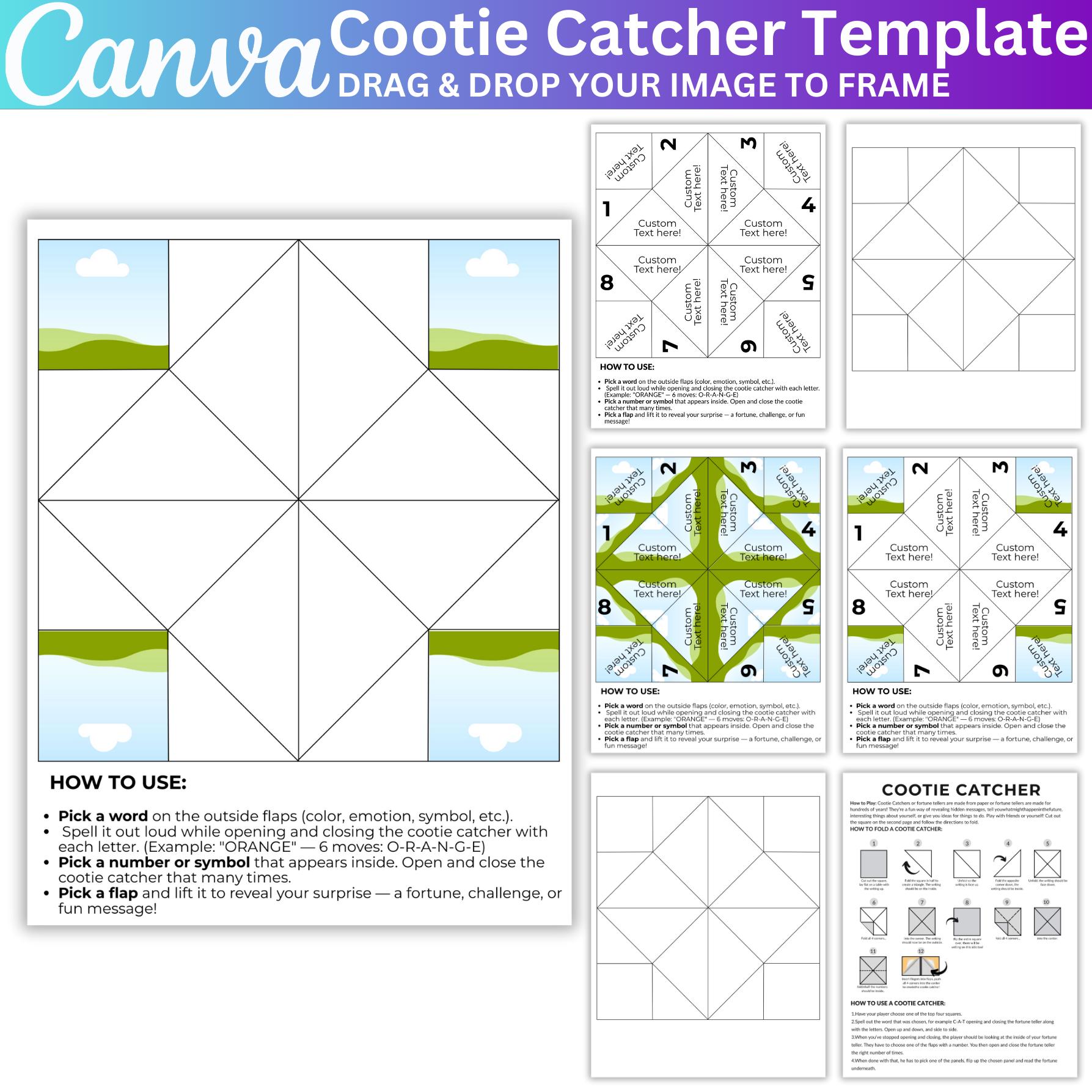 Cootie Catcher Template, Canva Editable Fortune Teller Design, DIY ...
