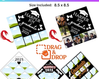 Custom Photo Graduation Topper Template, Graduation Cap Canva Designs, Class of 2025, Memory Film Photo Strip, Grad 2025 DIY, Canva Editable