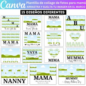 Plantilla editable de collage de fotos para mamá en Canva, regalos sentimentales y personalizados para el Día de la Madre, marco editable
