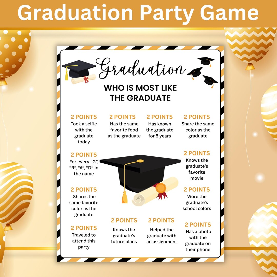 Graduation Who is Most Like the Grad, Printable Graduation Party Game ...