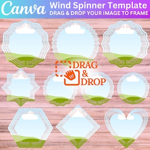10 Wind Spinner Canva Editable Template, Wind Spinner Canva Frame, Drag & Drop Canva Frames, Wind Spinner Bundle, Digital Download