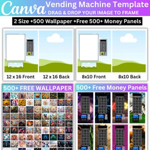 Vending Machine Canva Editable Template, Vending Business Canva Template, 500+ Money Pannels, 300+ Wallpapers Design Bundle, Vending Machine