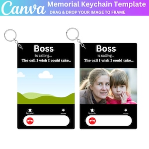 Plantilla editable de Canva de llavero conmemorativo, llavero de foto personalizado, llavero conmemorativo editable, llavero en memoria amorosa, regalo de simpatía