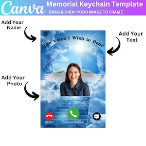 Plantilla editable de Canva de llavero conmemorativo, llavero de foto personalizado, llavero conmemorativo editable, llavero en memoria amorosa, regalo de simpatía
