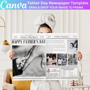 04 athers Day Newspaper Canva Editable Template, Personalized Gift for Dad, Printable Newspaper for Dad Canva Template, Digital Download