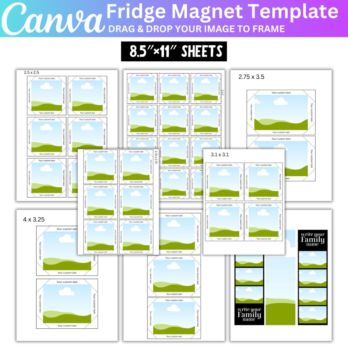 Fridge Canva Editable Template Bundle, Square Template