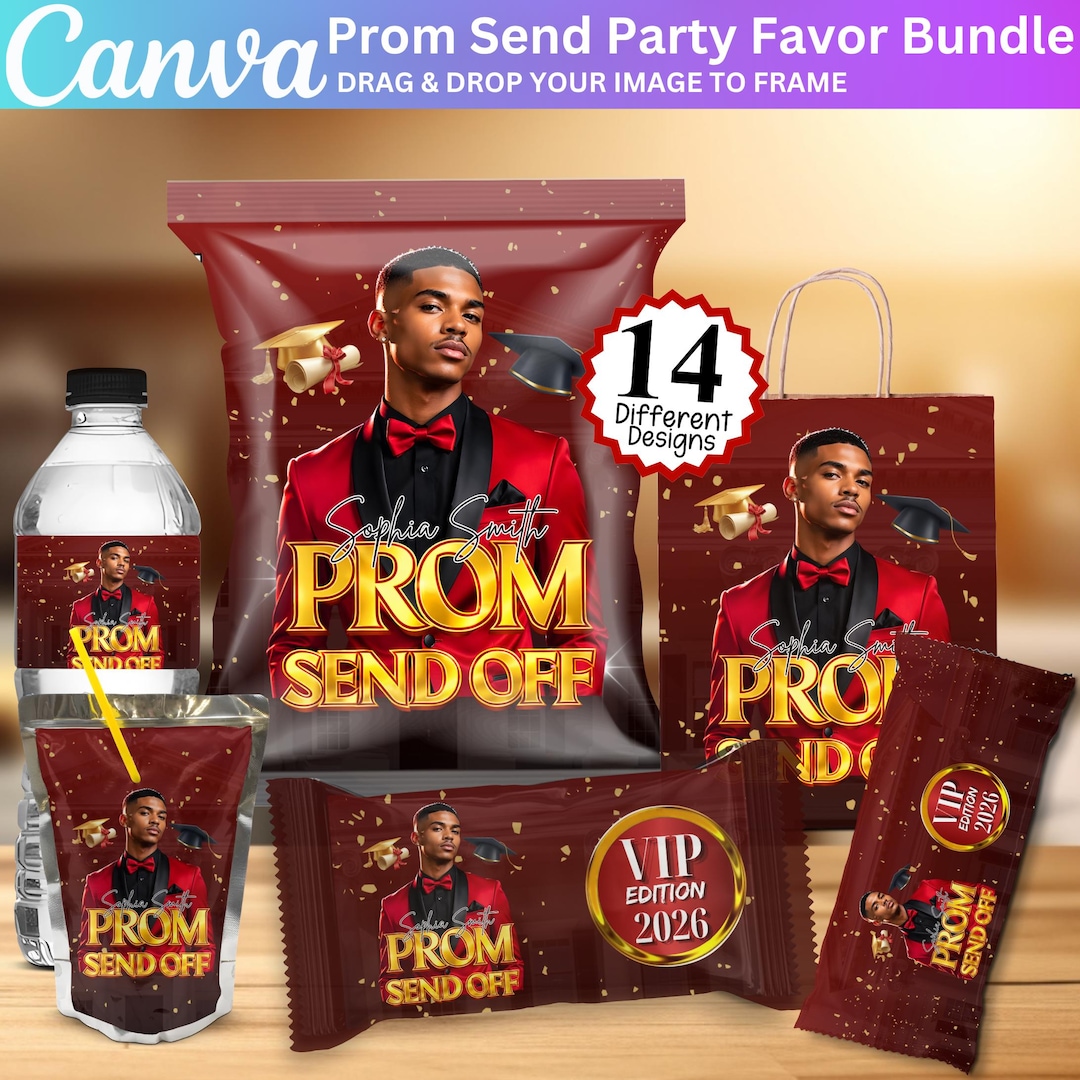 Red Prom Send off Treat Template, Canva Editable Prom Party Favor ...
