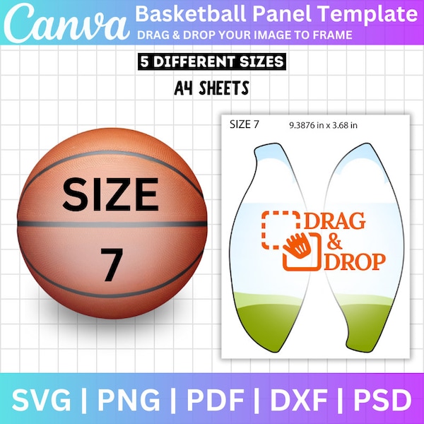 Basketball Panel Template Svg Bundle, Canva Editable, Basketball  Leather Blank Template, Custom Basketball Panel Svg Png, Photo Ball Wrap