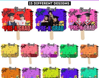 15 Kids Graduation Grad paddle Fan Canva Editable Template, Class of 2026 Kids Graduation, Grad Fan Designs, Grade Elementary School Digital