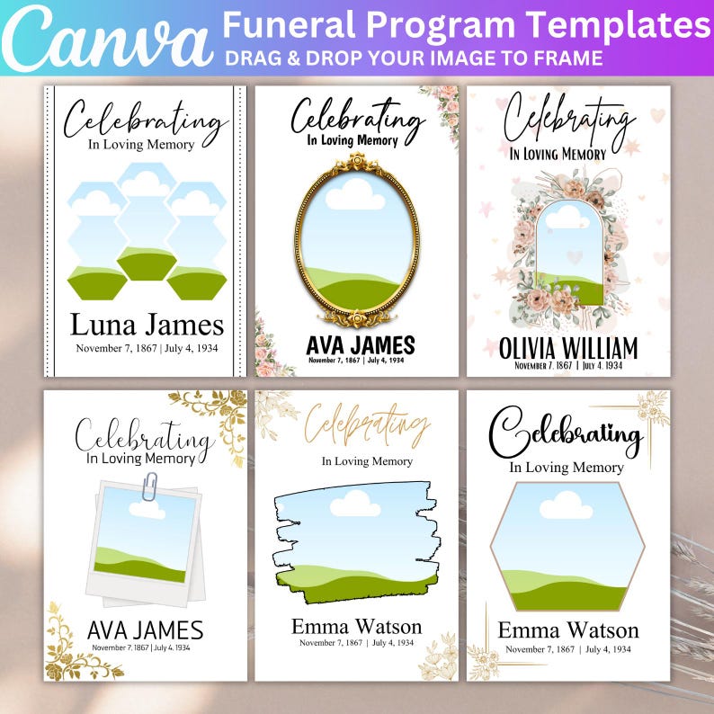 Funeral Program Canva Editable Template, Funeral Memorial Service