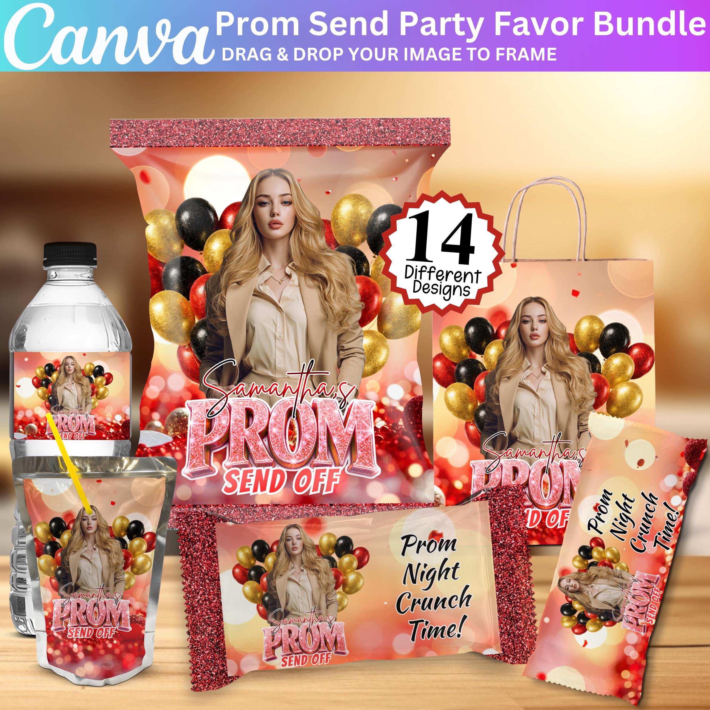 Golden Red Prom Send off Treat Template, Canva Editable Prom Party ...