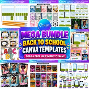 Composition Notebook Cover Mega Bundle, Editable Composition Book Canva Template, Composition Notebook Alphabets, Patterns, Back to School