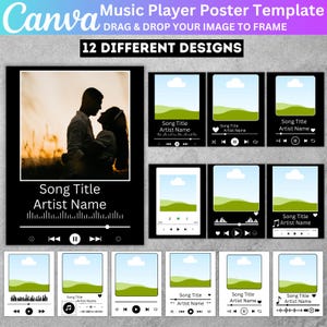 Musik-Player Canva bearbeitbare Rahmenvorlage, personalisierter Canva-Fotolied, einfaches Ziehen und Ablegen, digitaler Download, Musik-Player-Karten Poster