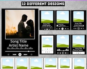 Music Player Canva Editable Frame Template, Personalized Canva Photo Song, Easy Drag and Drop, Digital Download, Music Player Cards Posters