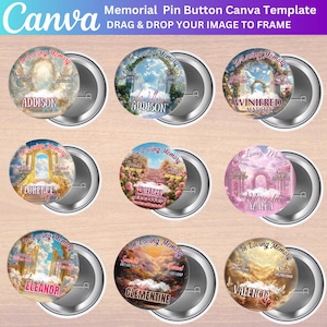 In Loving Memory Pin Button Canva Editable Templates, Memorial Pin Button Canva Designs, Funeral Button Favors, RIP PNG Templates