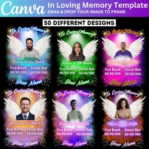 50 In Loving Memory T shirt Template, In Loving Memory Canva Editable Bundle, Memorial T Shirt, Funeral and Celebration of Life Canva Design