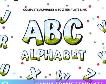 Canva Editable Alphabet Letters Template, Fillable Canva Frame, Mystique Linear Font, Canva Drag & Drop Photos Retro Letters, Font Frame
