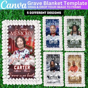 05 Memorial Grave Blanket Canva Editable Template, Long Live Grave Blanket, Adult Grave Blanket Template, Rest In Peace Cemetery Memorial