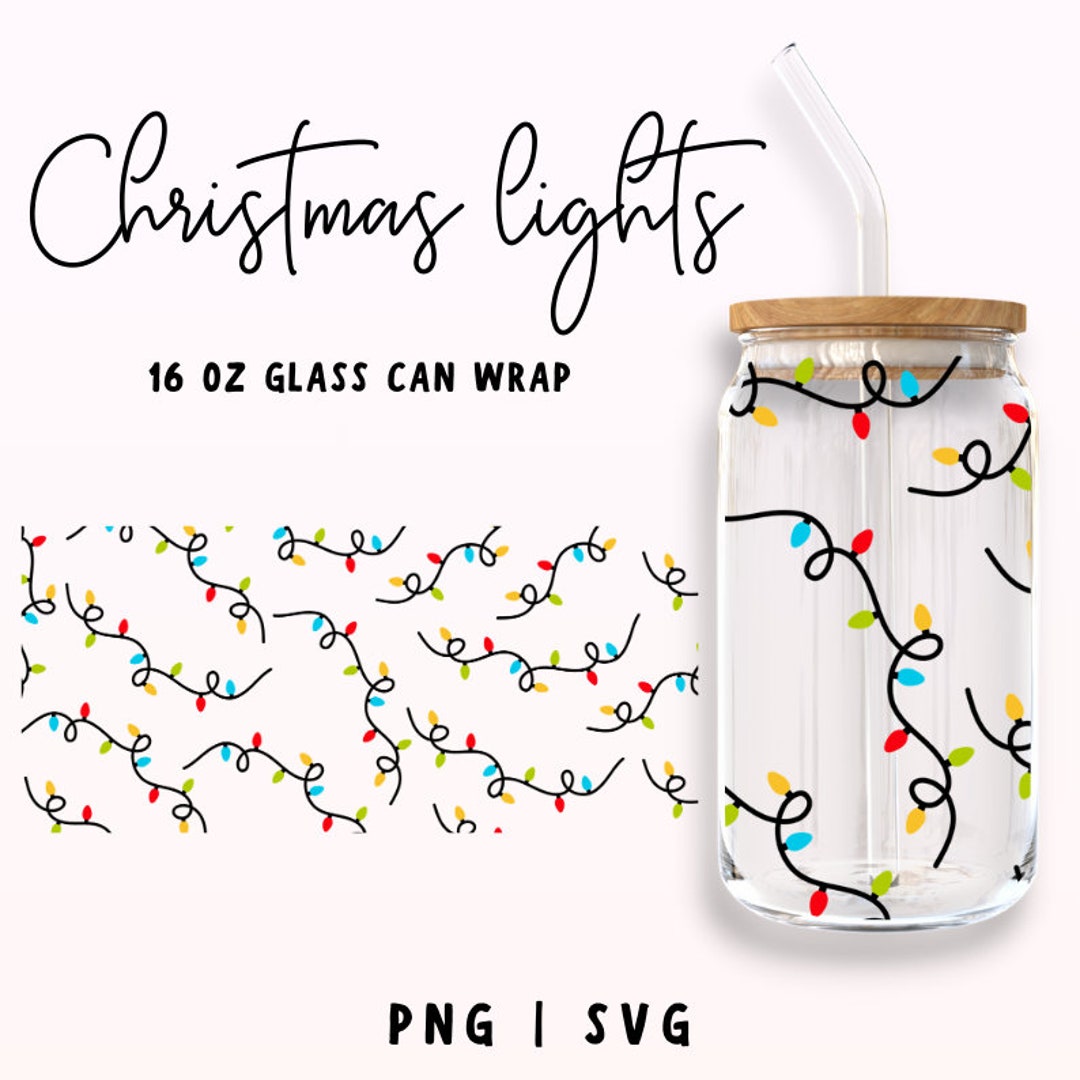 Christmas Lights Libbey Glass Wrap Svg, 16 Oz Christmas Lights Can Wrap