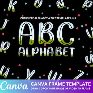 Editable Canva Frames Template,Fillable Canva Frame, Block Shadow Font, Canva Drag & Drop Photos Retro Letters, Font Canva Frames