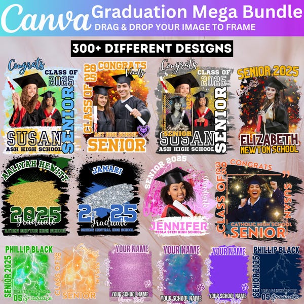 2025 afstudeert-shirt Grad Bootleg Canva-sjabloon, bundel afstudeert-shirt, Canva Grad-t-shirtsjabloon, Class of 2025 afstudeer-T-shirt 