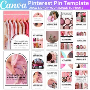 100+ Pinterest Pin Canva Editable Template, Pink Pinterest Blogger Template, Canva Pinterest Pin Marketing Designs, Viral Pin Template