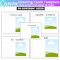 Printable Greeting Card Template, US Letter Canva Drag and Drop Bundle, 4x6, 5x7, 4.75x4.75 Foldable Card, Birthday Card A6 Print at Home A7