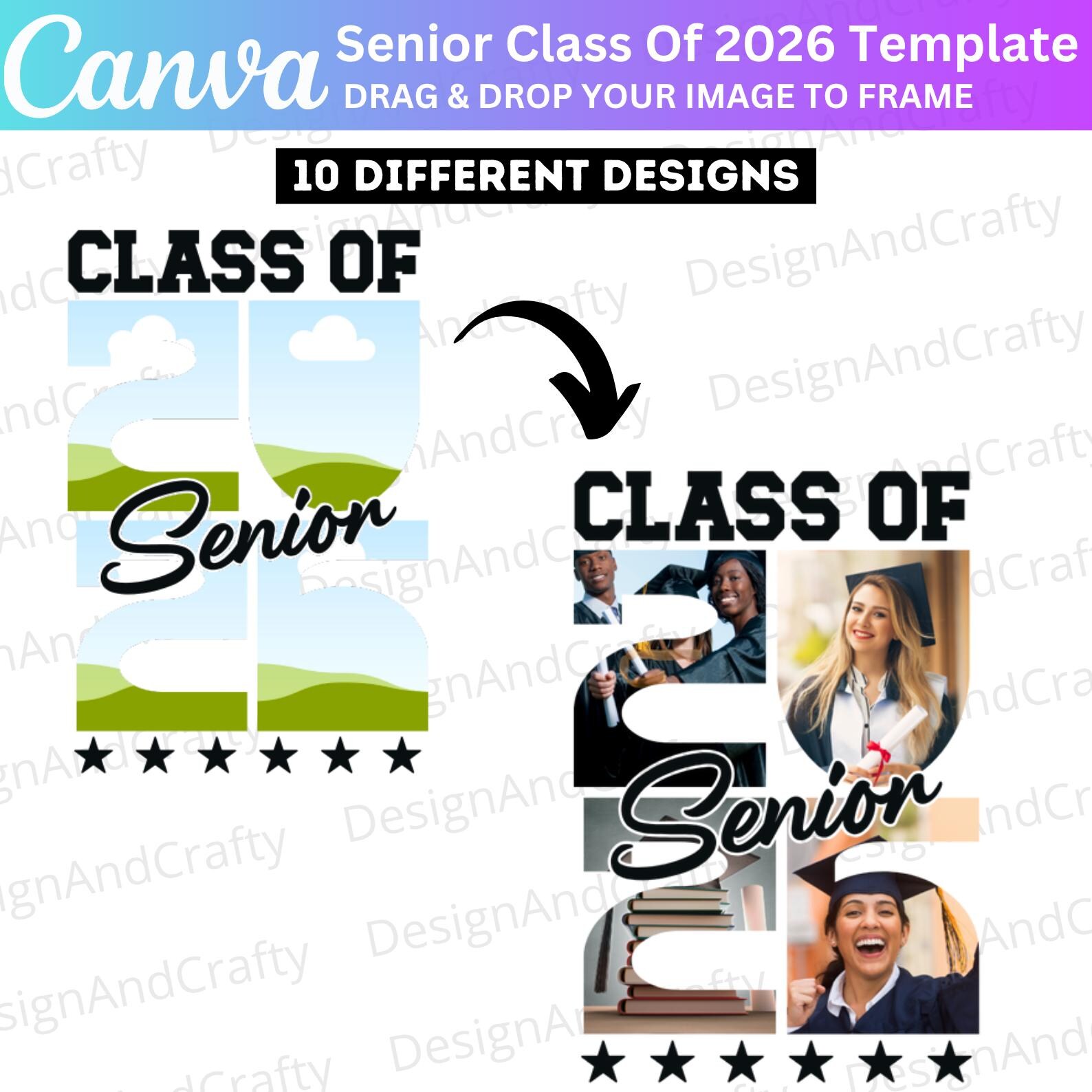 10 Editable Senior Frame 2026 Template, Senior Class of 2026 Canva ...