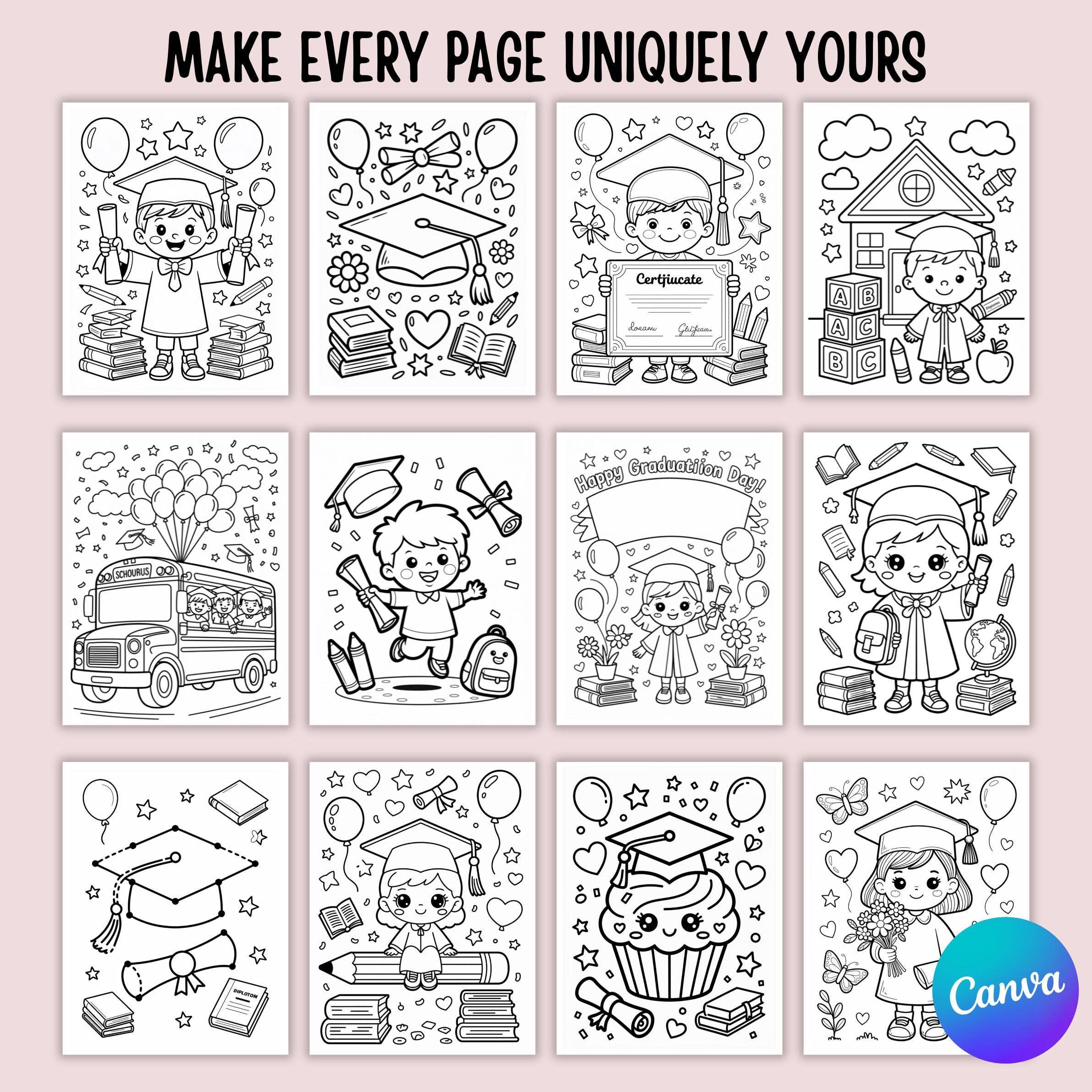 Graduation Worksheets.pdf 30 Class of 2026 Graduation Activity Pack, Kids Coloring Pages Bundle ...