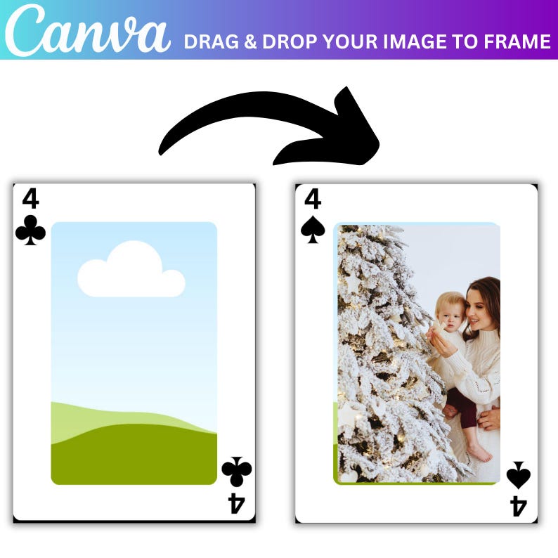 Poker Card Canva Editable Template, Card Sublimation Designs, Play Card Canva Template, Editable Trading Card, Blank Playing Cards Templates image 3