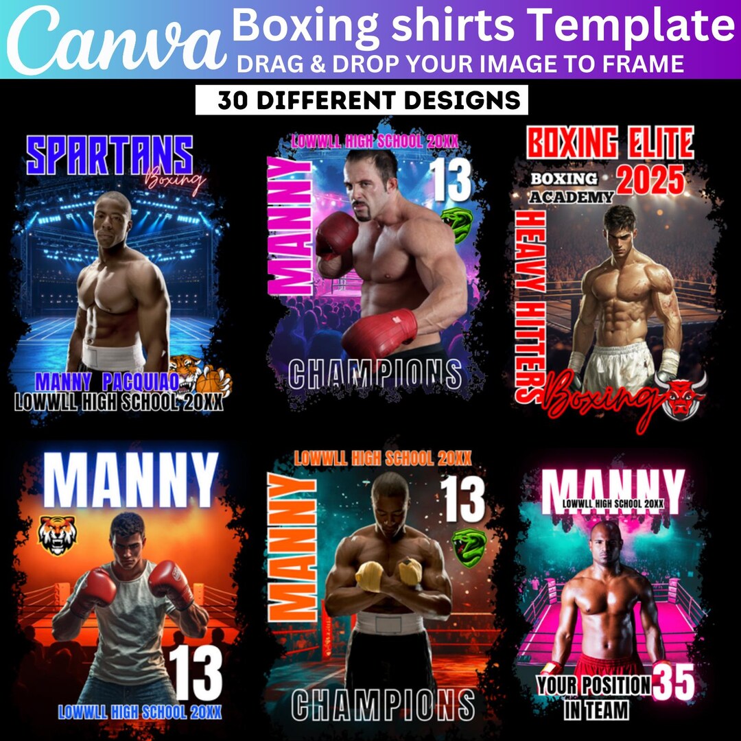 Boxing Editable Canva Template, Boxing Shirt Template, Custom Boxing ...