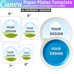 Paper Plates Canva Templates, Editable Charger Plate Template Bundle, Party Favor Template, Kitchen Plate, Plate Charger Circle Template