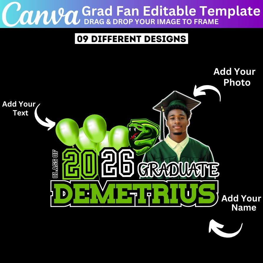 Graduation Fan Canva Editable 2025 Template Bundle, Graduation Paddle ...