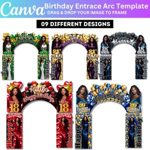 Birthday Entrance Arch Bundle, Canva Editable Entrance Arch Designs, Birthday Party Canva Template,  Birthday Sign Arch Backdrop Banner