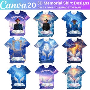 20 In Loving Memory Canva Editable T Shirt Bundle, All over Memorial Shirt Designs, Rest in Peace Shirt,  Perfect for Sublimation Digital