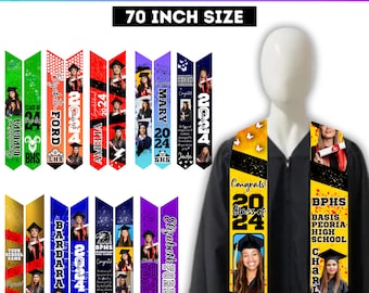 20 Graduation Stole Canva Editable Template, Graduation Sash Sublimation 2024, Graduation Stole Template, Personalized Graduation Design