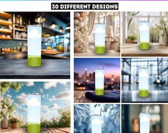 30 Tumbler Mockup Canva Template, 20oz Skinny Tumbler Mockup Bundle, Drag and Drop Tumbler Designs, Add Your Own Background Tumbler Frame