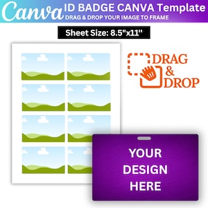 Customizable ID Badge Template, Printable Staff Badge, Blank ID Template, Business Id Card Template, ID Badge 8.5X11 Name Badge Template