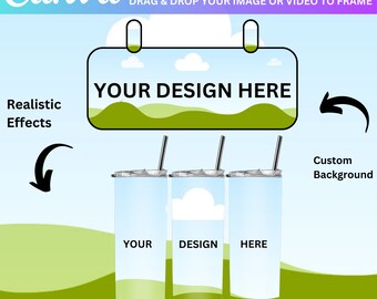 20oz Tumbler Mockup, 20oz Canva Tumbler Mockup, Drag and drop Tumbler Mockup, Full Wrap View Mockup, Canva Editable, Tumbler Mockup